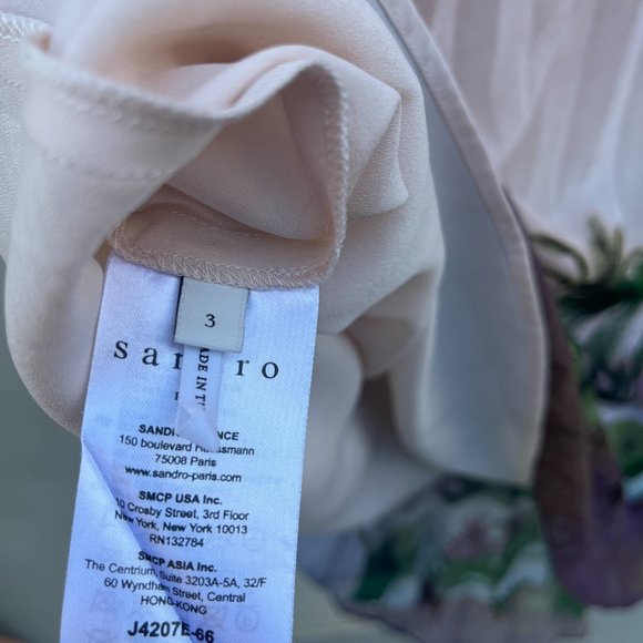 Sandro Paris Pleated Maxi Skirt Sz 3 Tropical Pattern Lined - Picture 10 of 10